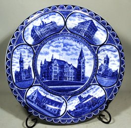 Couvenir Of Scranton, PA Flow Blue Buildings Rowland & Marsellus Plate