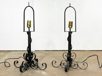 A Pair Of Vintage Wrought Iron Lamps