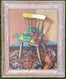 A Vintage Oil On Canvas, 'A Yellow Chair In Summer,' Lester Bridaham