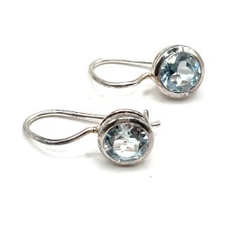 Beautiful Sterling Silver Aquamarine Color Clear Stone Earrings