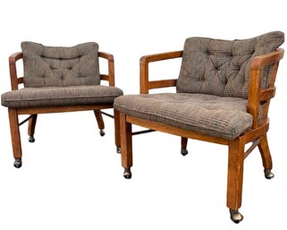 Pair Of Vintage Lounge Chairs - On Casters