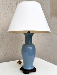 A Vintage Ceramic Ginger Jar Lamp On Rose Wood Base