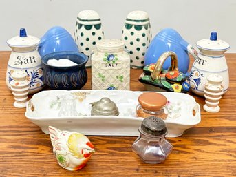 Vintage Salt And Pepper Shakers - Painted Porcelain - U