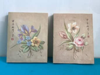 Pair Of Floral Canvas Art