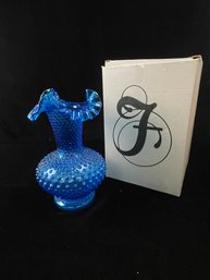 Fenton Blue Hobnail Glass Vase