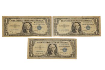 1957, 1957A, 1957B One Dollar Banknotes With Blue Seal