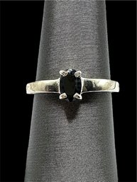 Vintage Sterling Silver Ring With Oval Onyx Gemstone, Size 6