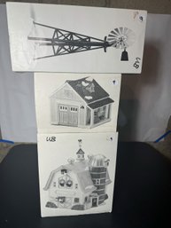 THREE MINT IN BOX DEPARTMENT 56 CHRISTMAS VILLAGE SETS