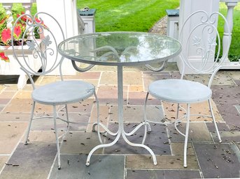 A Vintage Wrought Iron Bistro Set, C. 1940's