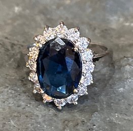 Gorgeous Vintage Princess Di Ring Sapphire Replica 6 Ct Stone Size 9