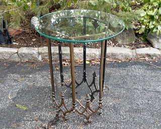 Metal Accent Table With Glass Top