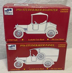 Two Liberty Classics 1916 Studebaker Lockable Coin Banks