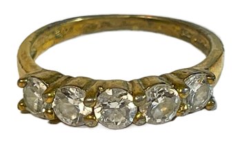 Gold Tone Ladies Ring Having CZ Stones Size 7.5