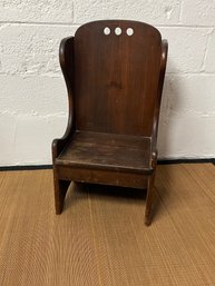 Primitive 19th Century Darkened Pine Childs Chair