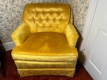Fabulous Vintage Velvet Tufted Back Yellow Chair