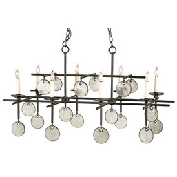 Sethos 8- Light Wrought Iron Rectangular Chandelier With Recycled Glass Discs ( Retail $1,496 )