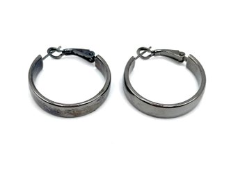 Sterling Silver JCM Designer Dark Hoop Earrings