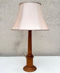 A Vintage Teak Baluster Form Lamp