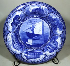 Rowland & Marcellus New Bedform, Mass. Flow Blue Historic Plate