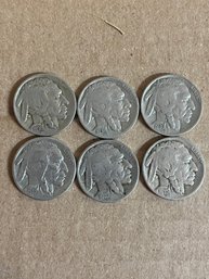 Lot Of 6 Buffalo Nickels