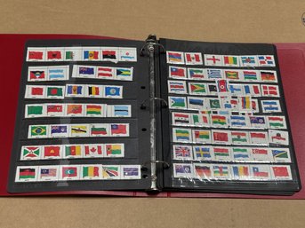 Red Binder Filled With Stickers - Presidential; Flags; National Wildlife Federation; Others