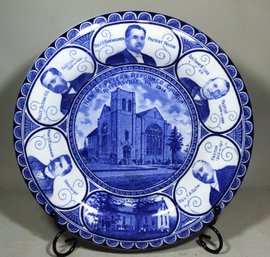 New St. Peters Reformed Church Rittersville, PA Rowland & ,marcellus Flow Blue Historic Plate