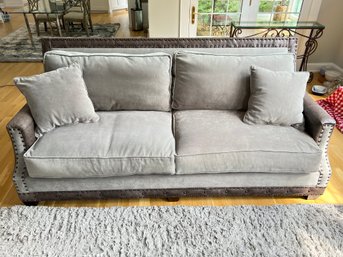 Stunning Custom Made Velvet And Leather Sofa (2 Of 2)