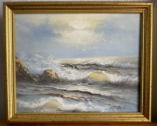 Vtg Framed Oil On Canvas Seascape