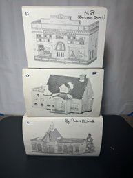 THREE MINT IN BOX DEPARTMENT 56 CHRISTMAS VILLAGE SETS