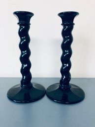 Black Ceramic Candlestick Holders