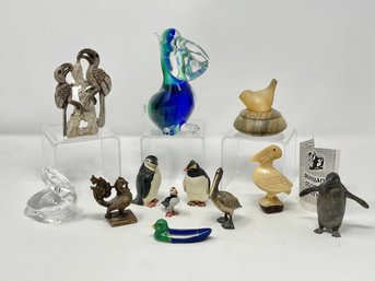 Large Collection Of Bird Figurines - Steuben, Russian Stone Trinket Box And More