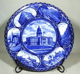 Victorian Denver, Colorado Flow Blue Historic Plate Rowland & Marcellus