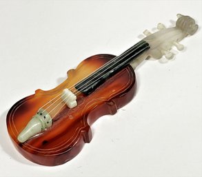 Fine Asian Carved Hard Stone Jade Carnelian Model Of A Violin