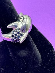 Beautiful Sterling Dolphin With Clusters Of Sapphires