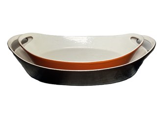 Copco Denmark Michael Lax Design Orange & Brown Enameled Cast Iron Bakeware