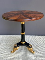 Impeccable Black Neoclassical Round Side Table With Gilt Details  20' Wide X 26.5' Tall (1 Of 2)