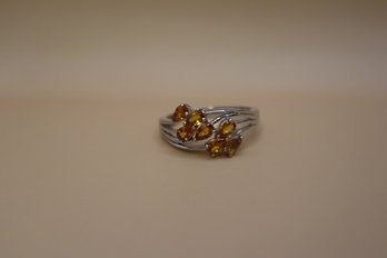 925 Sterling With Orange Stones Signed 'STS' Chuck Clemency Ring Size 10