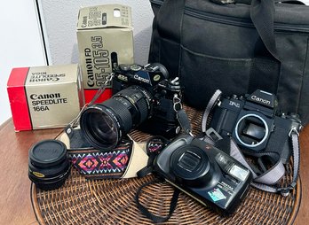 Vintage Canon And Pentax Cameras, Lenses, And Accessories