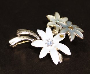 Vintage Silver Tone Blue Enamel 'flutter' Brooch