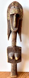 Vintage African Carved Wood Sculpture, Head Of Marionette From The Bamabra From Mali