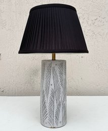 A Vintage Mid Century Modern Glazed Ceramic Lamp With Custom Silk Shade