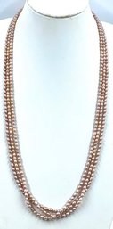 Triple Strand Rose Freshwater Pearl Necklace - Original Retail $ 350.00