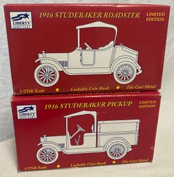 Two Liberty Classics 1916 Studebaker Lockable Coin Banks