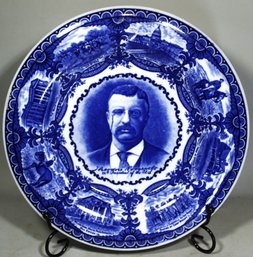 Rowland & Marcellus Theodore Roosevelt Flow Blue Plate