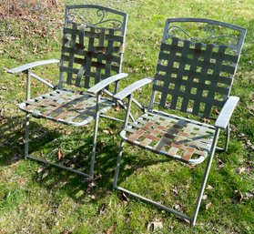 Pair Of 1960s Wrought Iron Folding Patio Chairs