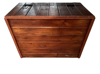 Knotty Hardwood Toy Chest With Hinged Top