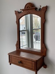 Wooden Wall Mirror With Drawer