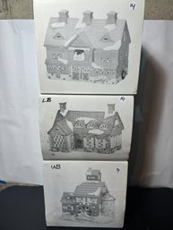 THREE MINT IN BOX DEPARTMENT 56 CHRISTMAS VILLAGE SETS