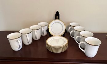Charter Club Grand Buffet Gold Coffee Mugs (8) And Dessert Plates (8)