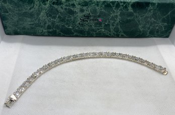 Stunning Sterling Silver Bracelet With Triangular-cut CZ Stones- Suzanne Somers Collection